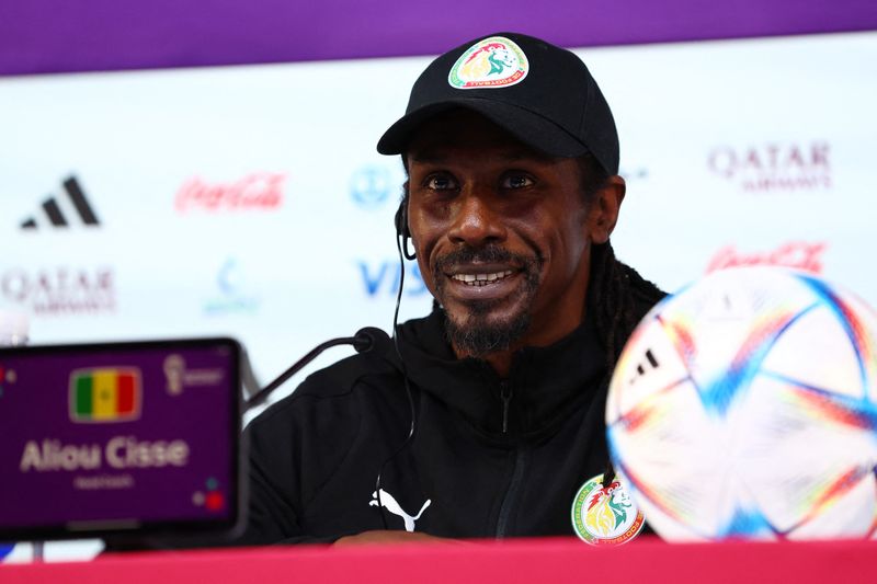 &copy; Reuters. Técnico da seleção de Senegal, Aliou Cissé, durante entrevista coletiva em Doha
28/11/2022 REUTERS/Gareth Bumstead