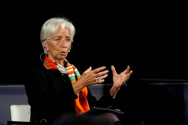 &copy; Reuters. FILE PHOTO: European Central Bank President Christine Lagarde speaks during economic conference in Riga, Latvia November 3, 2022. REUTERS/Ints Kalnins/File Photo