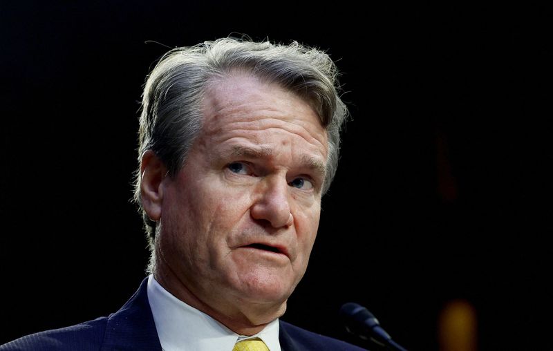 &copy; Reuters. FILE PHOTO: Bank of America Chairman and CEO Brian Moynihan testifies before a Senate Banking, Housing, and Urban Affairs hearing on "Annual Oversight of the Nation's Largest Banks", on Capitol Hill in Washington, U.S., September 22, 2022. REUTERS/Evelyn 