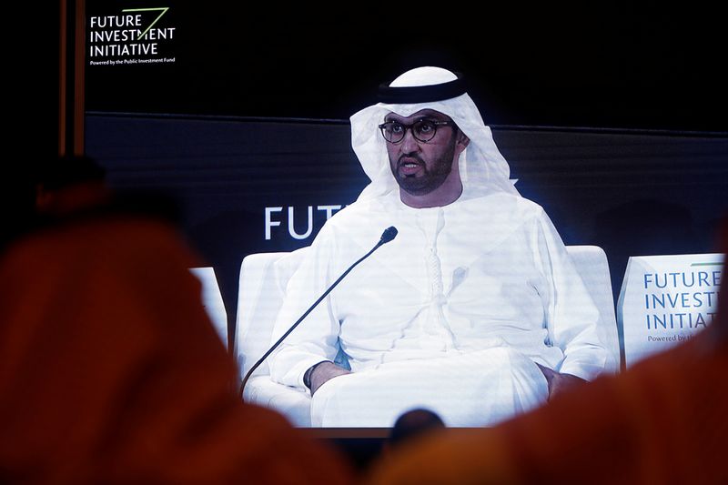 &copy; Reuters. الرئيس التنفيذي لأدنوك سلطان الجابر يتحدث في مؤتمر بالرياض بصورة من أرشيف رويترز.