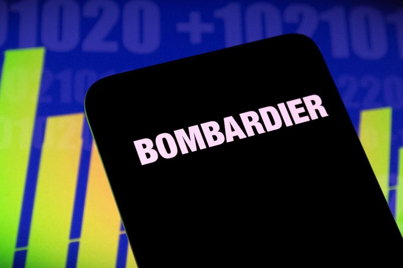 &copy; Reuters. FILE PHOTO: Bombardier logo and stock graph are seen displayed in this illustration taken, May 3, 2022. REUTERS/Dado Ruvic/Illustration