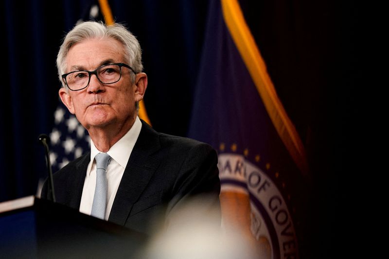 &copy; Reuters. FILE PHOTO: Federal Reserve Board Chairman Jerome Powell holds a news conference after Powell announced the Fed raised interest rates by three-quarters of a percentage point as part of their continuing efforts to combat inflation, following the Federal Op