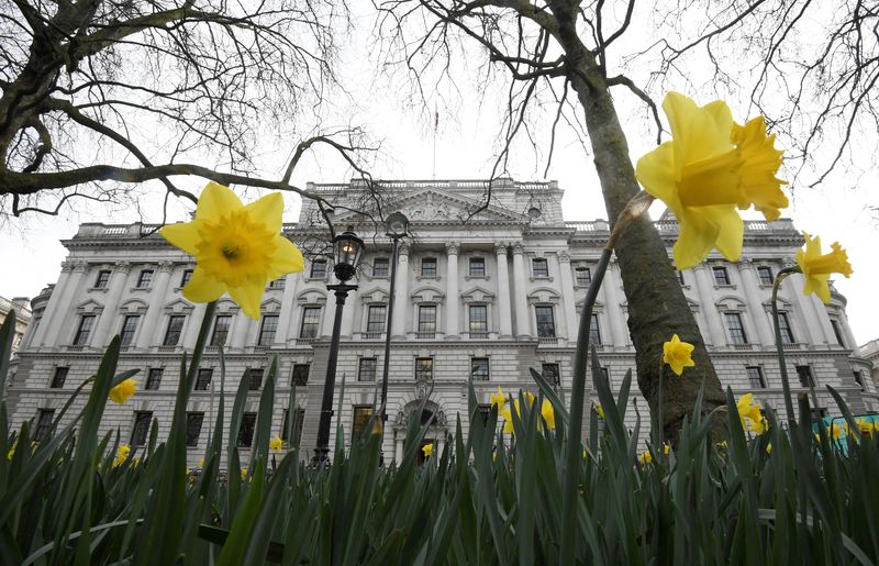 &copy; Reuters. FILE PHOTO: Daffodils are seen flowering near the Treasury building in London, Britain March 7, 2017. REUTERS/Toby Melville/File Photo