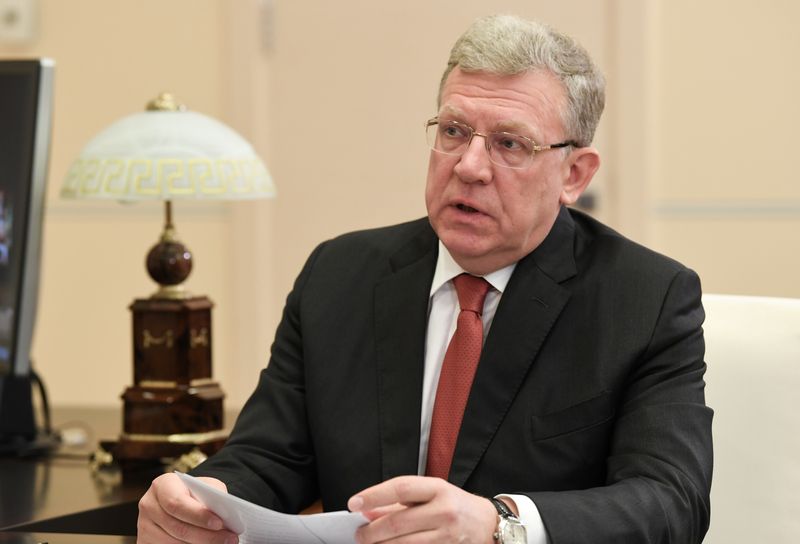 &copy; Reuters. FILE PHOTO: Head of Russia's Audit Chamber Alexei Kudrin speaks during a meeting with President Vladimir Putin at the Novo-Ogaryovo state residence outside Moscow, Russia August 19, 2020. Sputnik/Aleksey Nikolskyi/Kremlin via REUTERS/File Photo