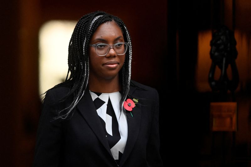 &copy; Reuters. FILE PHOTO: British Secretary of State for International Trade Kemi Badenoch walks outside Number 10 Downing Street, in London, Britain November 8, 2022. REUTERS/Toby Melville