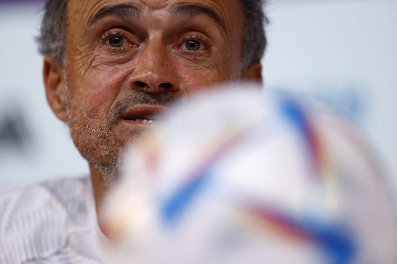 &copy; Reuters. Técnico da seleção da Espanha, Luis Enrique, durante entrevista coletiva em Doha
30/11/2022 REUTERS/Susana Vera