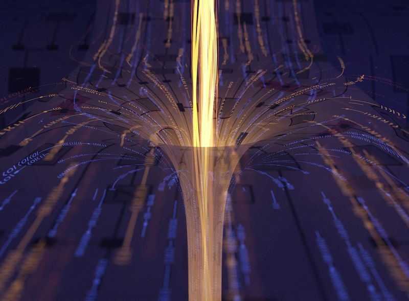 &copy; Reuters. Arte não datada fornecida pelo Instituto de Tecnologia da Califórnia (Caltech) em Pasadena, retrata um experimento quântico que observa o comportamento do buraco de minhoca atravessável
inqnet/A. Mueller (Caltech)/Divulgação via REUTERS
