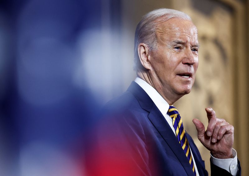 &copy; Reuters. FILE PHOTO: U.S. President Joe Biden addresses the White House Tribal Nations Summit at the Interior Department in Washington, U.S., November 30, 2022. REUTERS/Evelyn Hockstein