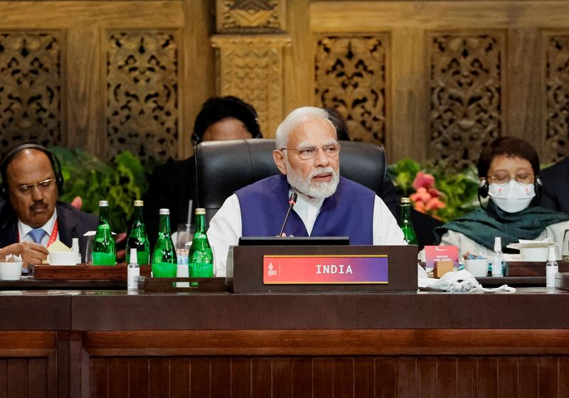 &copy; Reuters. رئيس الوزراء الهندي ناريندرا مودي في جلسة بقمة مجموعة العشرين في بالي بإندونيسيا يوم 16 نوفمبر تشرين الثاني 2022 في صورة لرويترز من ممثل لوكال