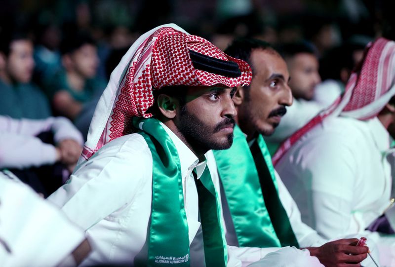 &copy; Reuters. Torcedores em Riad assistem partida entre Arábia Saudita e México pela Copa do Mundo do Catar
30/11/2022 REUTERS/Ahmed Yosri