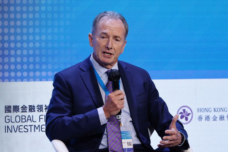 &copy; Reuters. FILE PHOTO: James Gorman, Chairman and Chief Executive of Morgan Stanley, speaks during the Global Financial Leaders Investment Summit in Hong Kong, China November 2, 2022. REUTERS/Tyrone Siu