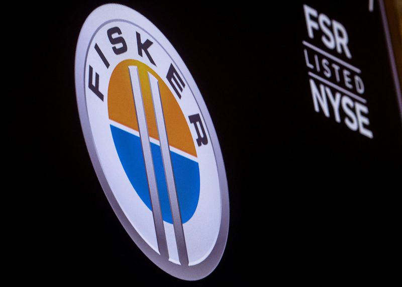&copy; Reuters. FILE PHOTO: The Fisker Inc. logo is displayed on a screen on the floor of the New York Stock Exchange (NYSE) in New York City, U.S., November 22, 2022. REUTERS/Brendan McDermid