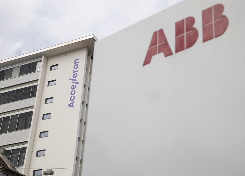 &copy; Reuters. The logos of Swiss power technology and automation group ABB and of Accelleron turbocharging company are seen in Baden, Switzerland September 6, 2022. REUTERS/Arnd Wiegmann/Files