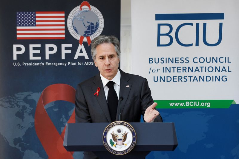 &copy; Reuters. وزير الخارجية الأمريكية أنتوني بلينكن يتحدث في واشنطن يوم الجمعة. تصوير: جوناثان إرنست - رويترز. 