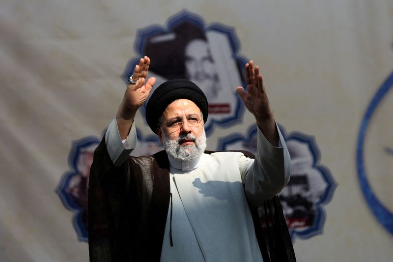 &copy; Reuters. الرئيس الإيراني إبراهيم رئيسي في طهران يوم السبت. صورة لرويترز من وكالة أنباء غرب أسيا.