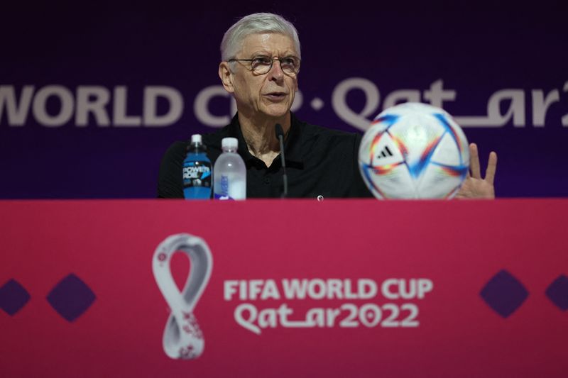 &copy; Reuters. Chefe de Desenvolvimento Global de Futebol da Fifa, Arsene Wenger, durante entrevista coletiva em Doha
19/11/2022 REUTERS/Matthew Childs