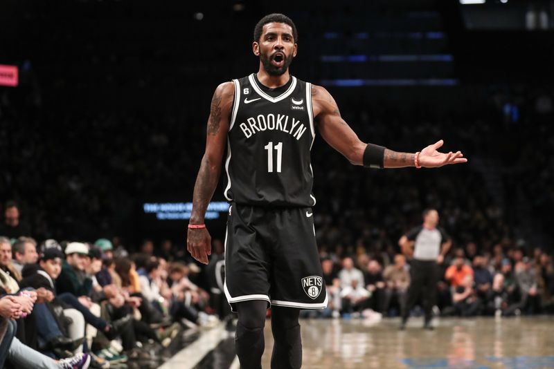 &copy; Reuters. Dec 4, 2022; Brooklyn, New York, USA;  Brooklyn Nets guard Kyrie Irving (11) argues with an official in the fourth quarter against the Boston Celtics at Barclays Center. Mandatory Credit: Wendell Cruz-USA TODAY Sports