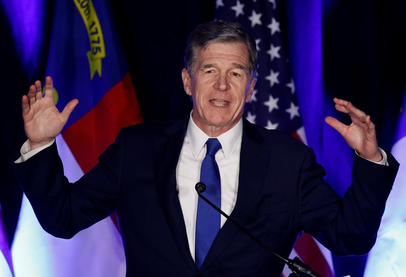 &copy; Reuters. FILE PHOTO: North Carolina Governor Roy Cooper speaks at a Democratic Party watch party as the primary elections wrap up in Raleigh, North Carolina, U.S., May 17, 2022.  REUTERS/Jonathan Drake