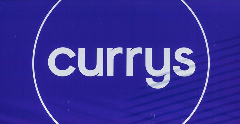&copy; Reuters. FILE PHOTO: The company logo is pictured on a Currys store in London, Britain, December 2, 2021. Picture taken December 2, 2021. REUTERS/May James/File Photo