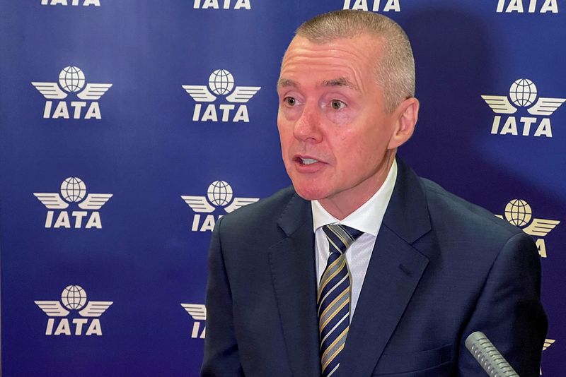 © Reuters. FILE PHOTO: Global airline industry body International Air Transport Association (IATA) Director General Willie Walsh attends an interview with Reuters in Doha, Qatar, June 19, 2022. Picture taken June 19, 2022. REUTERS/Imad Creidi/File Photo