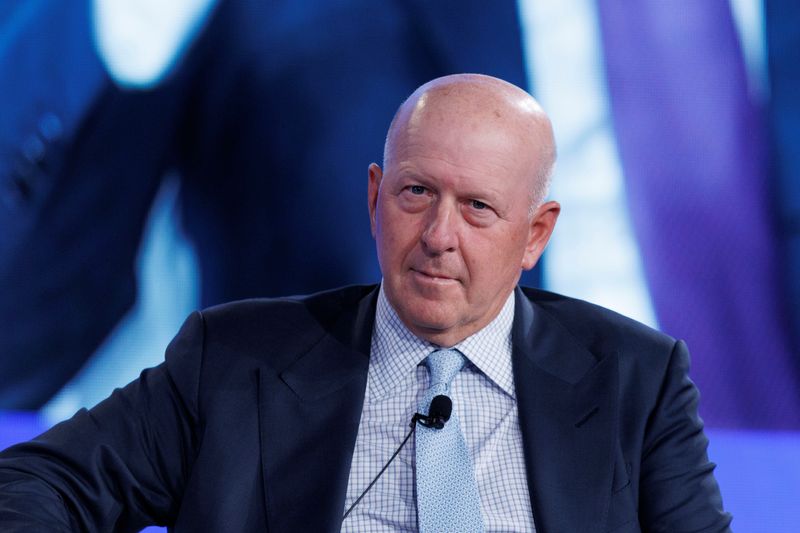 &copy; Reuters. FILE PHOTO: David Solomon, Chairman and CEO of Goldman Sachs, speaks at the 2022 Milken Institute Global Conference, in Beverly Hills, California, U.S., May 2, 2022.  REUTERS/Mike Blake