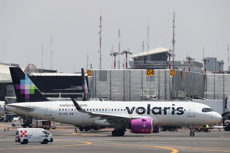 &copy; Reuters. FILE PHOTO: A Volaris airplane is pictured on the airstrip at Benito Juarez international airport in Mexico City, Mexico, May 9, 2022. REUTERS/Edgard Garrido