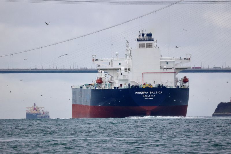 &copy; Reuters. Photo d'archives : Le pétrolier Minerva Baltica, battant pavillon maltais, navigue dans le Bosphore d'Istanbul. /Photo prise le 5 décembre 2022/REUTERS/Yoruk Isik