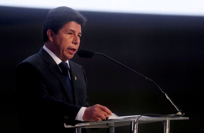 &copy; Reuters. Il presidente peruviano Pedro Castillo a Lima, in Perù. REUTERS/Sebastian Castaneda