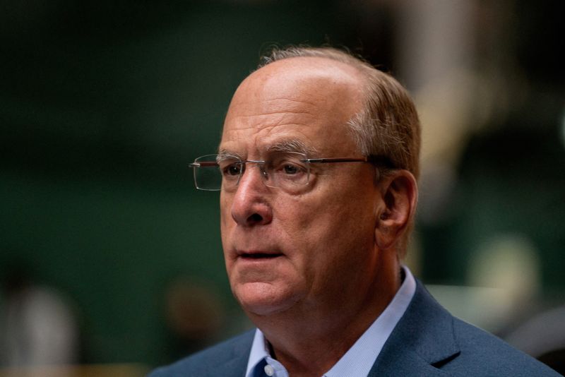 &copy; Reuters. FILE PHOTO: FILE PHOTO: Larry Fink, Chairman and CEO of BlackRock, arrives at the DealBook Summit in New York City, U.S., November 30, 2022.  REUTERS/David 'Dee' Delgado/File Photo