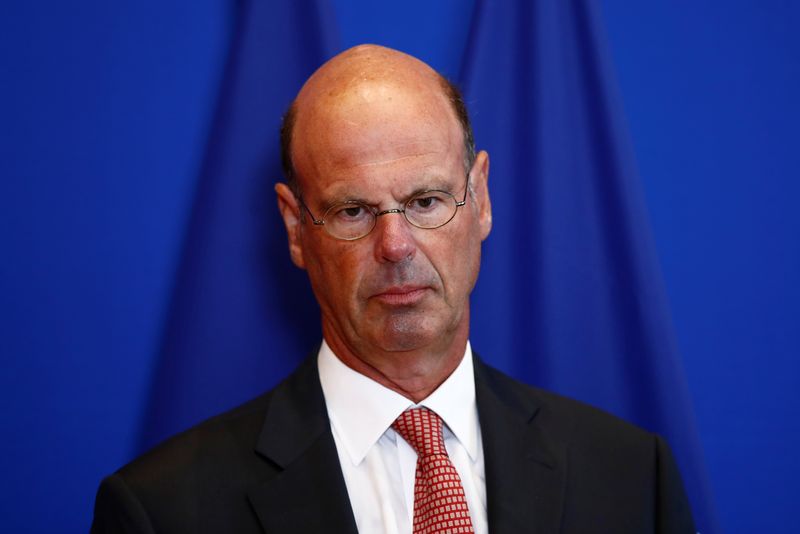 &copy; Reuters. FILE PHOTO: Eric Lombard, Chief Executive Officer of Caisse des Depots (CDC), attends a news conference about the plan to merge CNP Assurances and La Poste's banking arm to create a financial group at the Bercy Finance Ministry in Paris, France, August 30