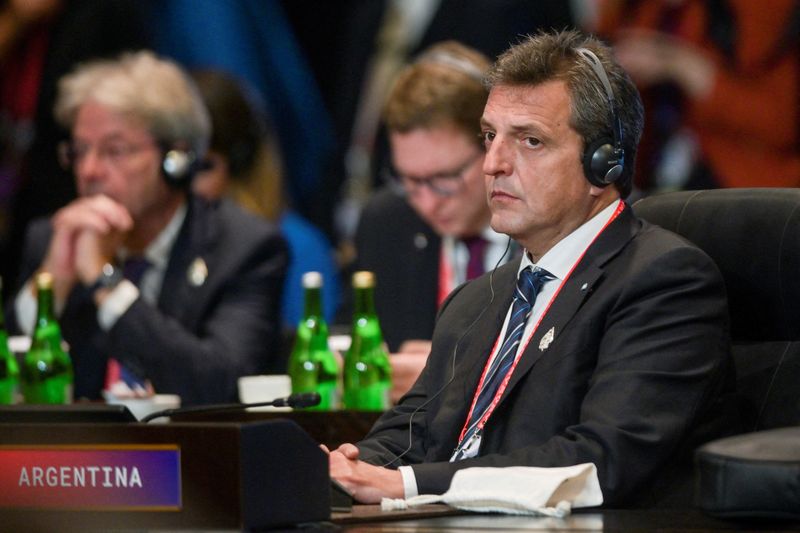 &copy; Reuters. Argentina's Economy Minister Sergio Massa attends a working session on energy and food security during the G20 Summit in Nusa Dua on the Indonesian resort island of Bali on November 15, 2022. Bay Ismoyo/Pool via REUTERS/File Photo