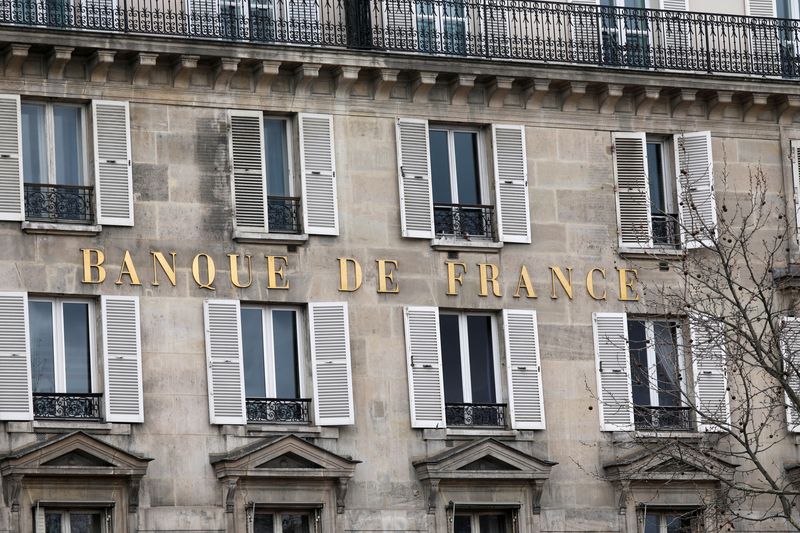 &copy; Reuters. FILE PHOTO: Facade of the Bank of France "Banque de France" headquarters in Paris, France, March 12, 2018.  REUTERS/Charles Platiau
