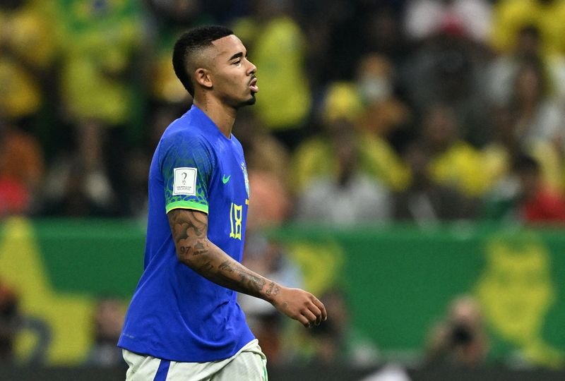 &copy; Reuters. Gabriel Jesus em jogo do Brasil na Copa do Mundo
 2/12/2022   REUTERS/Dylan Martinez