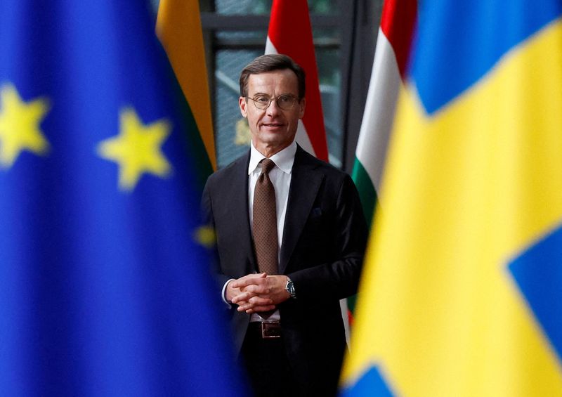 &copy; Reuters. FILE PHOTO: Swedish Prime Minister Ulf Kristersson attends the European Union leaders' summit in Brussels, Belgium, October 20, 2022. REUTERS/Piroschka van de Wouw/File Photo