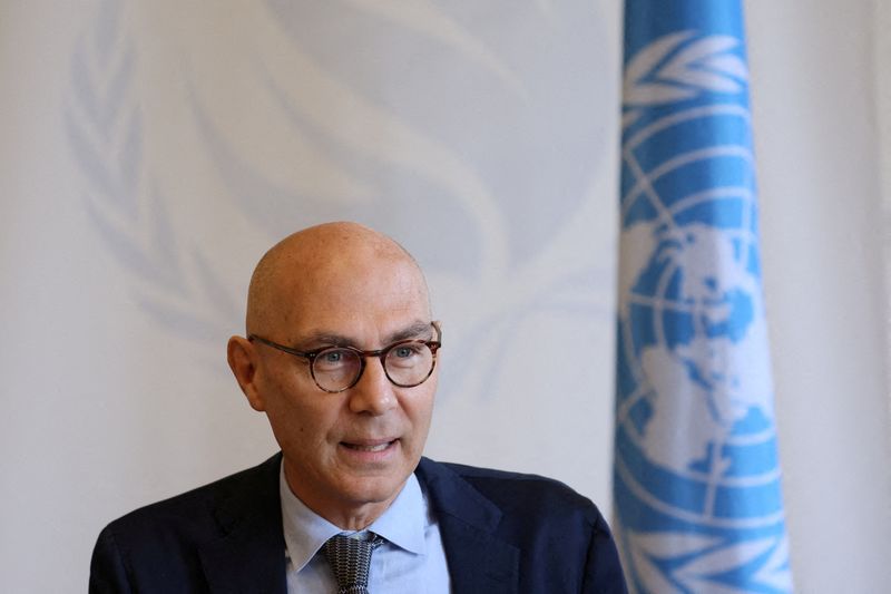 © Reuters. FILE PHOTO: Newly appointed United Nations High Commissioner for Human Rights Volker Turk speaks at a news conference at Palais Wilson in Geneva, Switzerland November 2, 2022. REUTERS/Denis Balibouse/File Photo