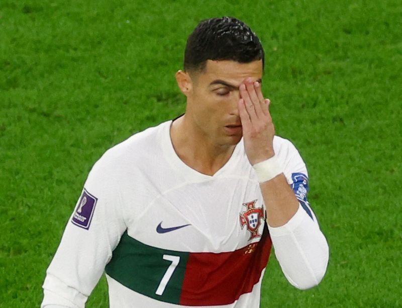 &copy; Reuters. Cristiano Ronaldo em jogo de Portugal contra Marrocos
 10/12/2022    REUTERS/Paul Childs