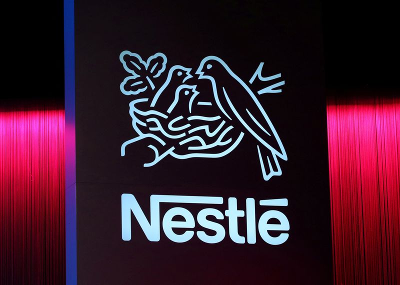 &copy; Reuters. FILE PHOTO: A logo is pictured during the 152nd Annual General Meeting of Nestle in Lausanne, Switzerland April 11, 2019. REUTERS/Denis Balibouse/File Photo