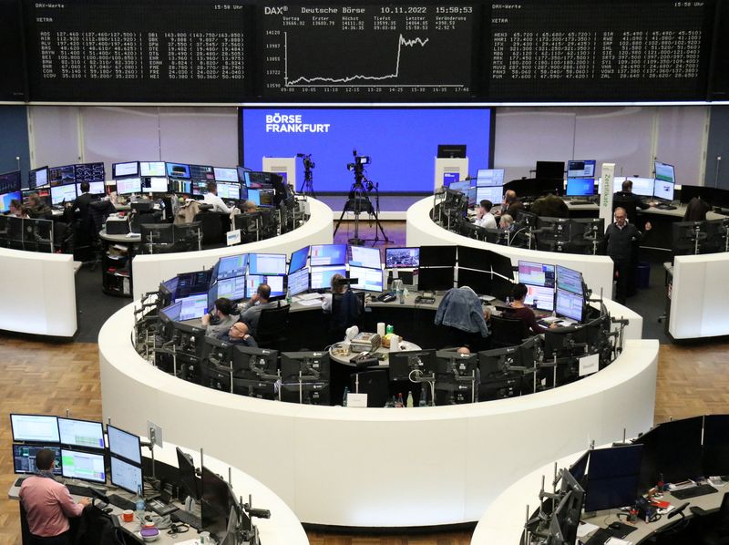 &copy; Reuters. FILE PHOTO: The German share price index DAX graph is pictured at the stock exchange in Frankfurt, Germany, November 10, 2022.    REUTERS/Staff