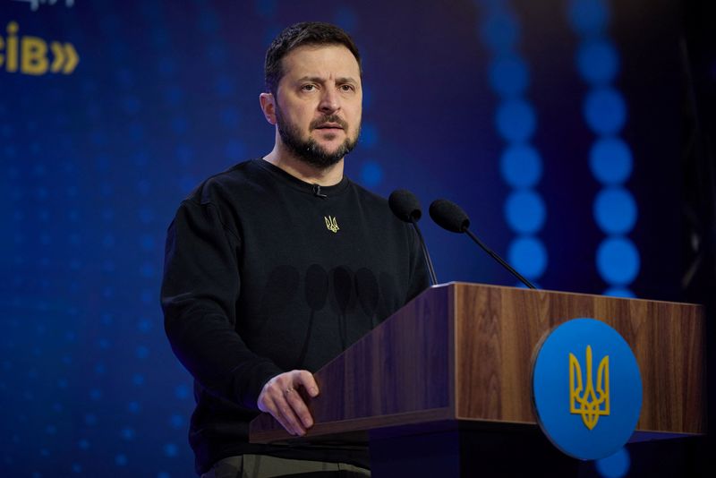 &copy; Reuters. Presidente da Ucrânia, Volodymyr Zelenskiy, discursa durante fórum internacional de Direitos Humanos em Kiev
09/12/2022 Serviço de Imprensa da Presidência da Ucrânia/Divulgação via REUTERS