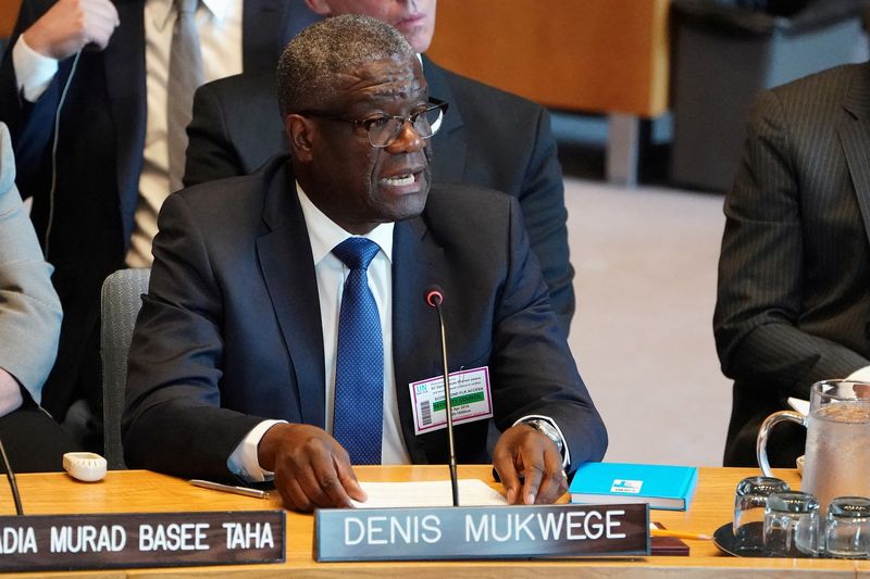 &copy; Reuters. Denis Mukwege discursa na sede da Organização das Nações Unidas (ONU) em Nova York
23/04/2019 REUTERS/Carlo Allegri