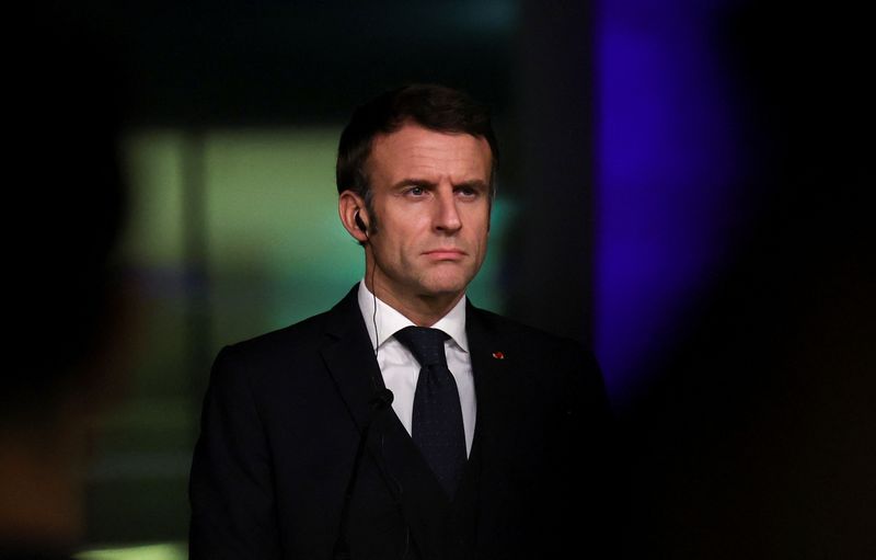 © Reuters. FILE PHOTO: President of France Emmanuel Macron attends a news conference on the day of the IX Euro-Mediterranean Summit (EU-MED9) in Alicante,  Spain, December 9, 2022. REUTERS/Violeta Santos Moura