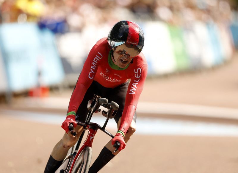&copy; Reuters. لاعب سباق الدراجات جيرينت توماس في نهائي دورة ألعاب الكومنولث للرجال في بريطانيا بتاريخ الرابع من أغسطس آب 2022. تصوير: جيسون كيرنداف - رويترز.