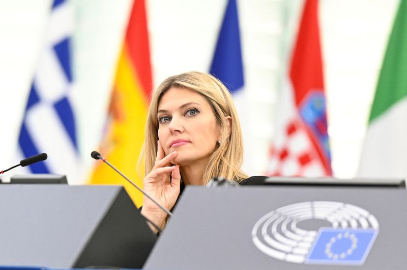 &copy; Reuters. La vicepresidente del Parlamento europeo Eva Kaili a Strasburgo : EP/­Handout via REUTERS 