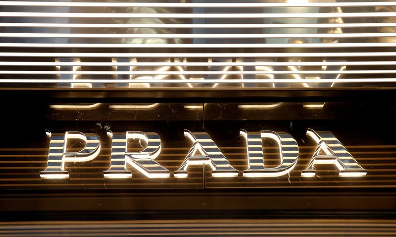 &copy; Reuters. FILE PHOTO: Italian luxury fashion house Prada's logo is seen at a store in Zurich, Switzerland October 26, 2016.   REUTERS/Arnd Wiegmann/File Photo