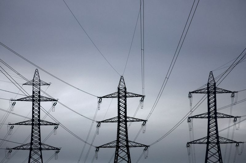 &copy; Reuters. FILE PHOTO: Electrical power pylons of high-tension electricity power lines are seen in Cordemais near Nantes, France, December 12, 2022. REUTERS/Stephane Mahe