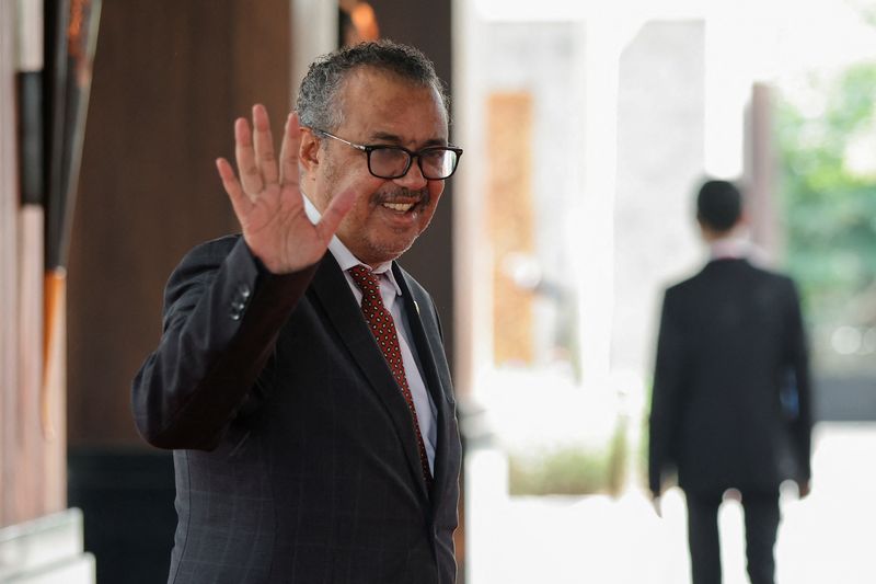 &copy; Reuters. FILE PHOTO: World Health Organization Director-General Tedros Adhanom Ghebreyesus arrives for the G20 leaders' summit in Nusa Dua, Bali, Indonesia, November 15, 2022. REUTERS/Willy Kurniawan/Pool