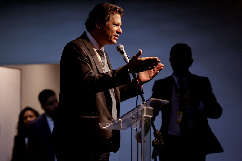 &copy; Reuters. Brazilian Economy Minister nominee Fernando Haddad speaks during a news conference in Brasilia, Brazil December 13, 2022. REUTERS/Ueslei Marcelino