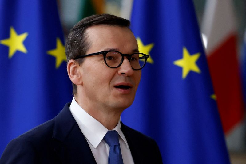 &copy; Reuters. FILE PHOTO: Poland's Prime Minister Mateusz Morawiecki attends a European Union leaders' summit in Brussels, Belgium October 21, 2022. REUTERS/Yves Herman