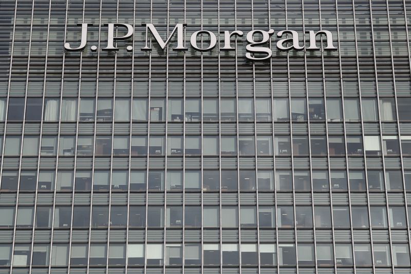 &copy; Reuters. FILE PHOTO: The J.P.Morgan logo is seen at their offices at Canary Wharf financial district in London,Britain, March 3, 2016.  REUTERS/Reinhard Krause