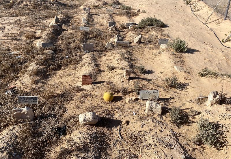 &copy; Reuters. مقبرة لجثث مهاجرين مجهولي الهوية خارج مدينة جرجيس الساحلية جنوب تونس يوم 12 ديسمبر كانون الأول 2022. تصوير: أنجوس مكدوال - رويترز.